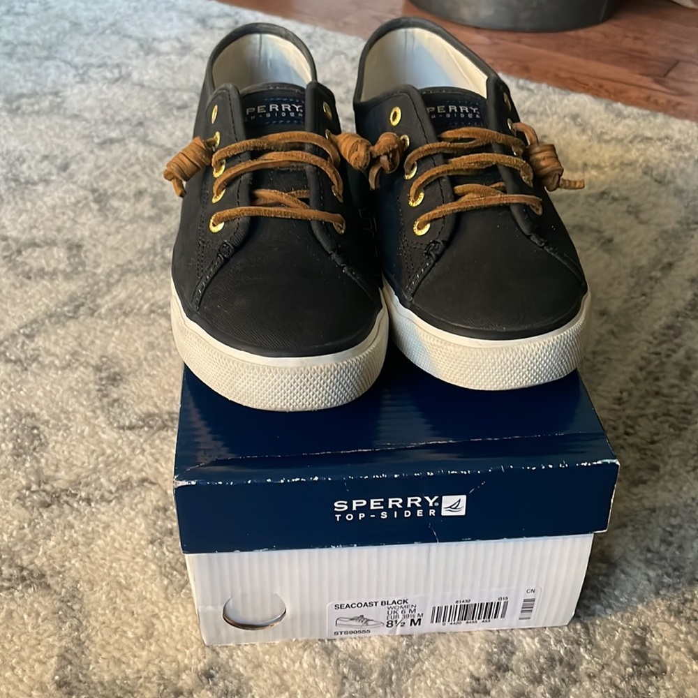 Sperry Seacoast Black Canvas Sneakers w/ Box